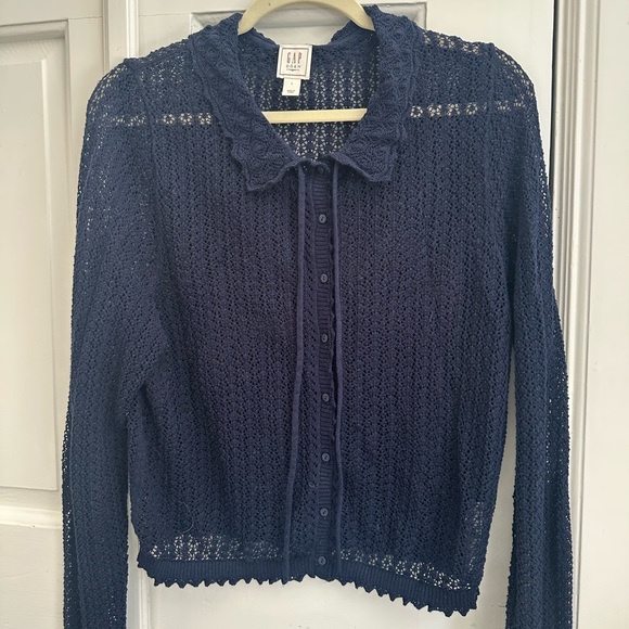Gap x DOEN Sweaters - Gap & DÔEN Linen-Blend Cardigan Navy Women's Sweater